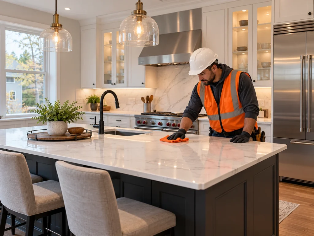 Final walkthrough of a finished kitchen remodel in New York