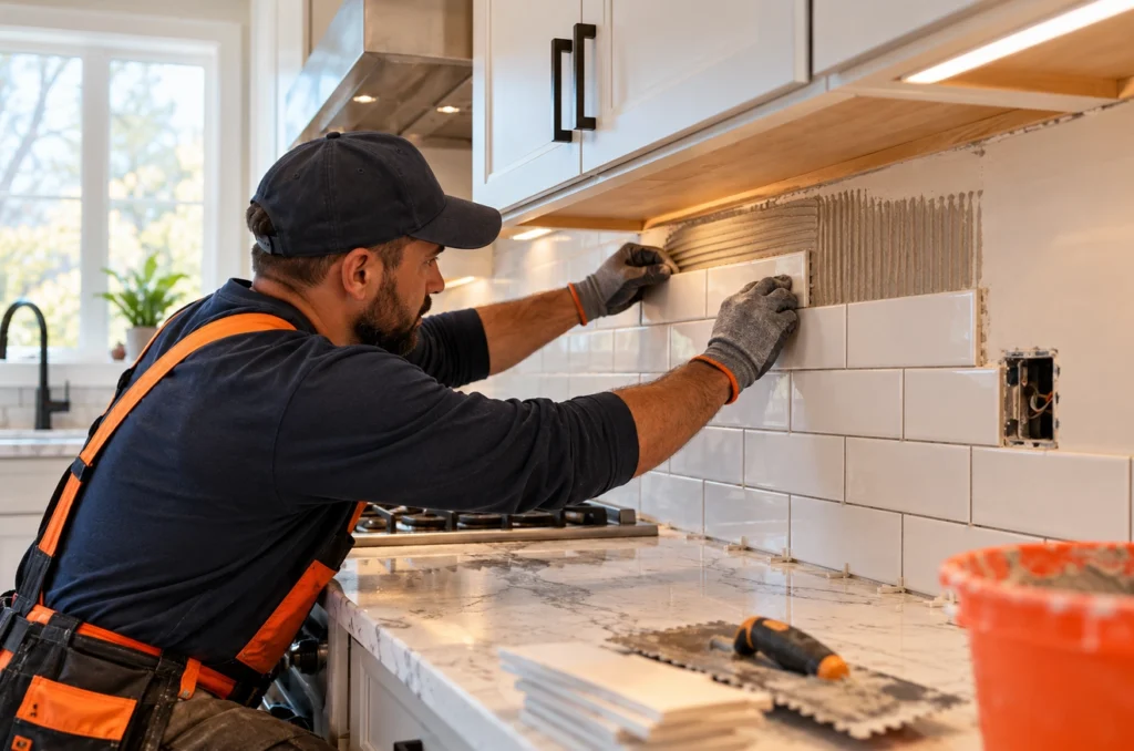 Kitchen backsplash tile installation in Scarsdale, NY